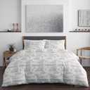 City Scene - Queen Comforter Set, Soft & Reversible Cotton Bedding for Year Round Comfort, 3 Piece Bedding with Matching Pillowcases (Aria Pastel Grey)