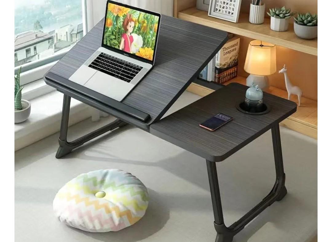 Laptop Desk for Bed Couch, Lap Desk for Laptop, Portable Laptop Stand for Desk, Small Adjustable Laptop Desk, Foldable Bed Table for Laptops and Writing, Bed Tray Table with Cup Holder(Black)
