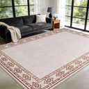 Large Geometric Area Rugs for Living Room Bedroom 9x12 Cream Rug