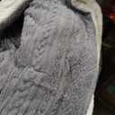 Sherpa Fleece Throw Blanket for Couch - Fluffy & Cozy Cable Jacquard Tufted Throw for Women Gift and Home Decor, Thick and Warm Blanket for Winter, Grey, 68x92 Inches, Twin XL