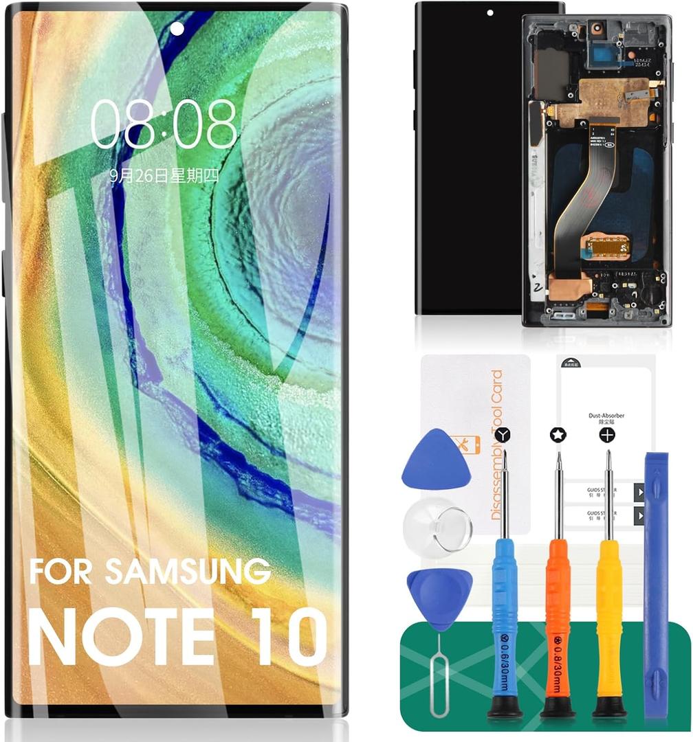 TFT for Samsung Galaxy Note 10 Screen Replacement for Samsung Note 10 LCD Display for SM-N970F, SM-N970U Touch Screen Digitizer Assembly with Frame (NO Fingerprint Function) (Black)