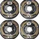 VEVOR Electric Trailer Brake Assembly, 12" x 2", 2 Pairs Self-Adjusting Electric Brakes Kit for 7000 lbs Axle, 5-Hole Mounting, Backing Plates for Braking System Part Replacement (2 Right + 2 Left)