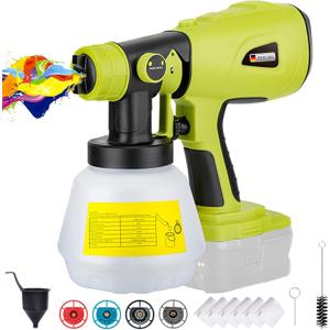Cordless Paint Sprayer for for Ryobi 18V Battery, Handheld HVLP with 1000ML Container, Electric Paint Sprayer for Painting Ceiling, Fence, Cabinets, Walls (Battery NOT Included) (Light Green)