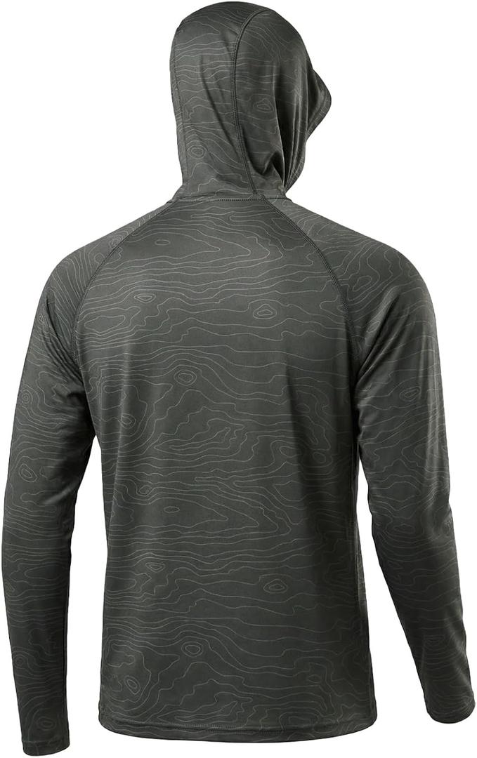 LOOGU Men's UPF 50+ Sun Protection Hoodie Shirt Long Sleeve Lightweight, Rash Guard SPF T-Shirts for Fishing Hiking (Green, 3XL)