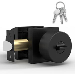 Mega Handles SUANA Entrance Door Knob for Entrance, Bedroom and Bathroom, Reversible Heavy Duty Design Door Knobs, Fits All Standard Door Sizes, Screws Included - Matte Black (1 Pack)