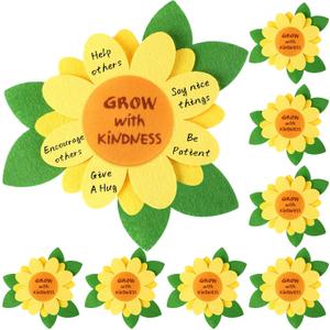 Honoson 24 Pcs Be Kind Sunflower Felt Craft Kit for Kids DIY Grow with Kindness Sign Craft Kit Bulk Summer Sunday School Preschool Students Home Fun Activity Art Projects Teaching Tools