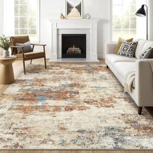 LOONGRUG 7x10 Area Rug Washable Large Neutral Modern Living Room Rugs