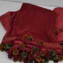 Melodieux Pom Poms Velvet Blackout Curtains for Bedroom Living Room, Vintage Luxury Thermal Insulated Rod Pocket Lined Drapes, 52" W x 84" L, Burgundy (2 Panels) (W52 x L84, Burgundy-lined)