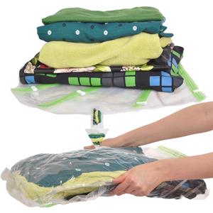 The Chestnut 8 Travel Space Saver Bags - No Vacuum or Pump - for Clothes - Reusable - Luggage Compression - Set of 4 L and 4 M Sacks - Transparent