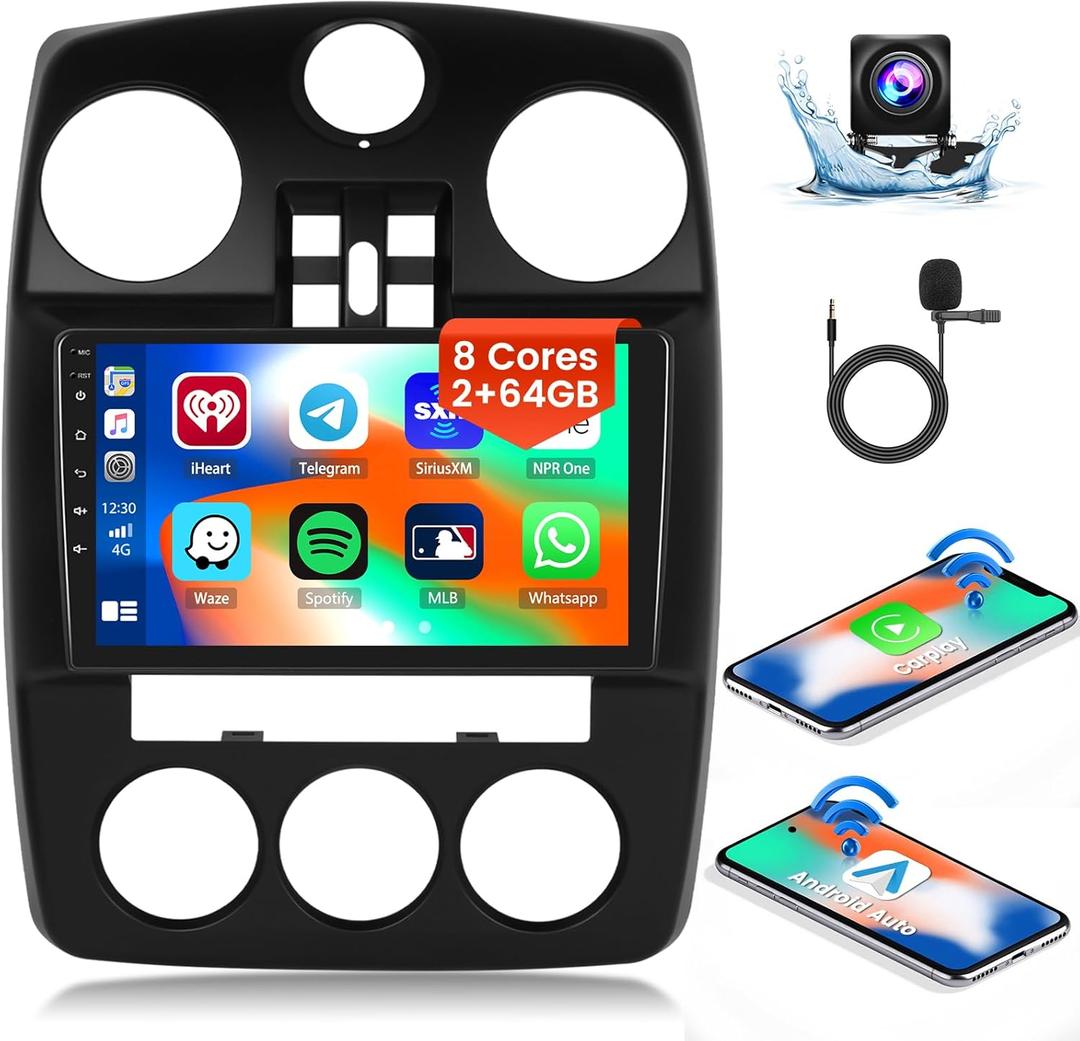 2G 64G for Chrysler PT Cruiser 2000-2010 Car Stereo Android 13 Upgrade Radio 8-Core 9'' Touch Screen IPS with Wireless CarPlay Android Auto AHD Backup Camera GPS Navigation DSP