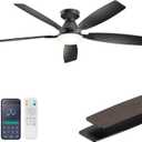 52 Inch Ceiling Fans with Lights, Remote & APP Control, Quiet DC Motor, Dimmable 3CCT LED Light, 6 Speeds, Reversible Low Profile Flush Mount Ceiling Fan for Bedroom Living Room Patio, Black