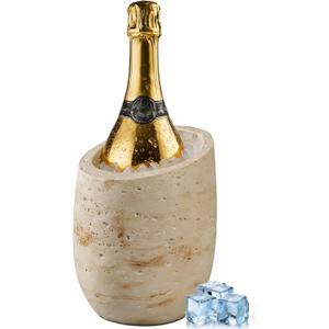 Natural Travertine Textures Wine Chiller Bucket – 750ml Resin Cooler for Wine & Champagne Bottles, Party Bar Cart Decor – Keeps Drinks Cold, Unique Gift for Wine Lovers, Housewarming (Beige)