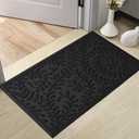 HIYARD Front Door Mat, Absorbent Dirt Trapping Welcome Door Mat Indoor Outdoor, Non Slip Entry Mat, Indoor Outdoor Door Mats, Fade Resistant, Low Profile Doormat for Entrywayy, 36×24, Black