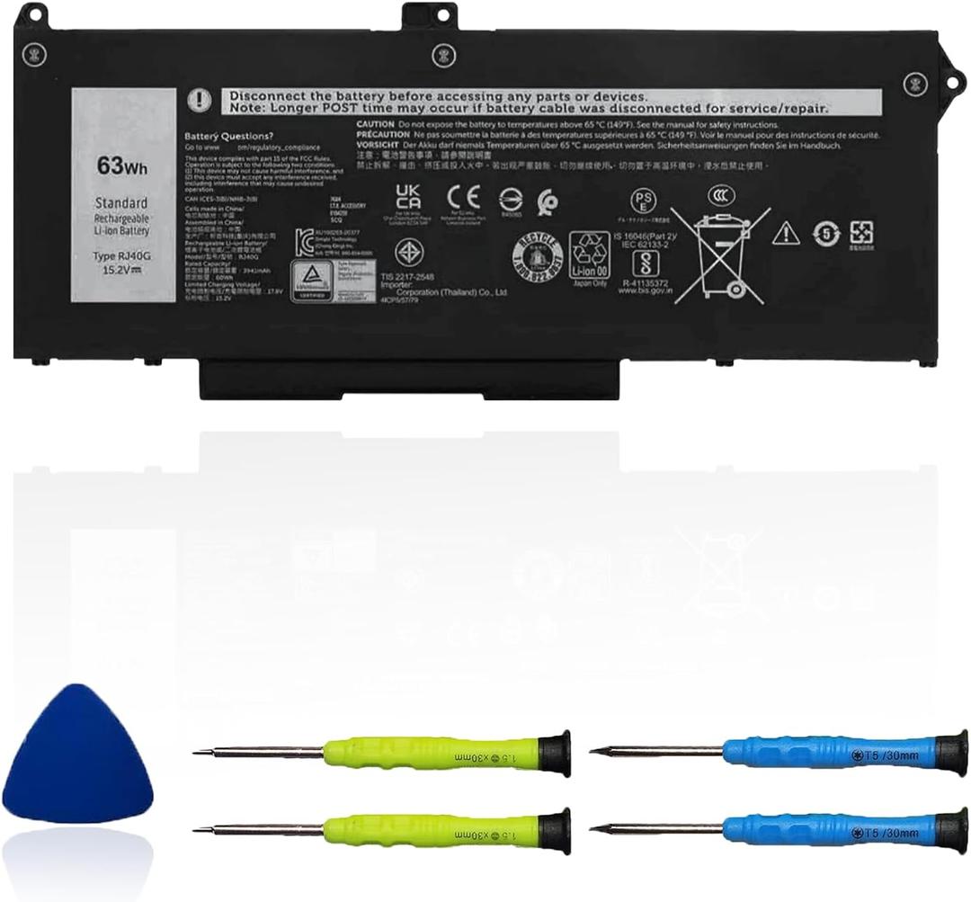 OUWEE RJ40G 63Wh Laptop Battery Replacement for Dell Latitude 14 5420 Latitude 15 5520 Precision 15 3560 Series M033W P137G P104F P104F001 P104F002 075X16 1K2CF WY9DX 0WK3F1 0M3KCN 15.2V 3941mAh