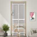 71-98" Clear Tall Cat Pet Gate, 33.5-36 in Wide Extra High Dog Gates for Doorways Acrylic Kitten Proof Full Door Barrier, Auto Close Walk Thru Puppy Pressure Mounted, Indoor White