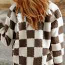 SHEWIN Jackets For Women Causal Sherpa Fall Jacket Loose Button Down Plaid Winter Coats (Small)