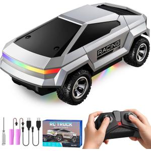 WayEee 1/24 Remote Control Car Cyber RC Truck, RC Cars with Colorful Lights | 2.4GHz remote control, 2 rechargeable batteries 18KM/H racing car toy pvc shell for kids boys girls birthday gifts