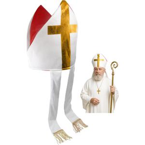 Nicky Bigs Novelties Adult Bishop Hat - Cardinal Priest Pope Hats - Saint Mitre Halloween Costume Accessory (Multi-color)