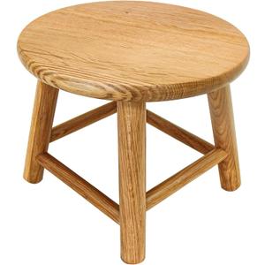 9-Inch Round Step Stool for Adults & Kids, USA Grown Solid Oak Hardwood, Sturdy Small Foot Stool for Kitchen, Bedroom, Bathroom, Shoe Changing, Plant Stand, Fully Assembled (Natural)