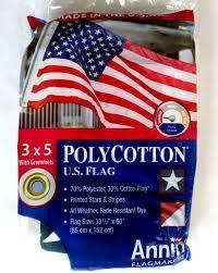 Annin US American Flag 3x5 FT Polycotton W/Grommets Made in U.S.A.-New