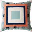 vctops Boho Geometric Tufted Decorative Throw Pillow Cover Farmhouse Cotton Embroidery Accent Square Cushion Case for Couch Sofa Bed (EmbroideryC, 18"x18")