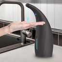 Automatic Soap Dispenser Touchless,300ML Hand & Dish Countertop Electric Liquid Dispenser with Sensor,Modern 4 Gear Adjustable Waterproof Battery Operated Kitchen Auto Soap Pump Battery-dark Grain