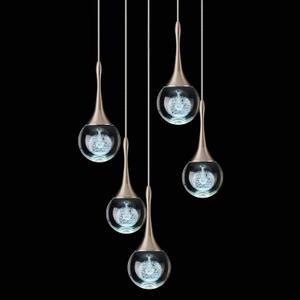 5 Lights Crystal Pendant Light, Brushed Nickel 25W Dimmable LED Teardrop Cluster Pendant Lighting Fixture for Dining Room Over Kitchen Island Bathroom Room Foyer Hallway Bedroom 6000k Cold White