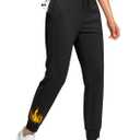 Soothfeel Women's Fleece Lined Joggers Water Resistant High Waisted Sweatpants Winter Warm Thermal Running Hiking Pant Pocket (Medium, Black)