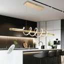 Gold Led Chandelier for Dining Room Light Fixture Modern Led Pendant Light Kitchen Island Lighting Dimmable with Remote 39.37in Led Ceiling Hanging Lamps Chandelier Light Fixture, L39.37in