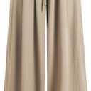 CIDER Palazzo Pants for Women Wide Leg Drawsting Elastic High Waisted Comfy Casual Flowy Pants with Pockets (Medium, Khaki)