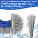 POOLAZA Pool Brush with Round Ends, 12.5'' Pool Brush Head for Inground Pools/Above Ground Pools, Spa, Hot Tub, High-Efficiency Pool Scrub Brush fit Standard Pool Pole