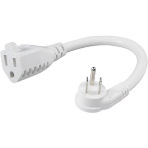 [1 Pack] Flat Wall Plug Short Power Extension Cord - 6inch Mini White Low Profile Flat Head Small Appliance Power Supply AC Cord, 1625W 16AWG Household 3 Prong Indoor Grounded Short Extension Cord