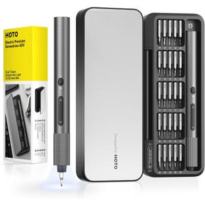 HOTO 25-in-1 ADV Mini Electric Screwdriver, Precision Screwdriver Set with LED & Dual Torque, Professional Repair Tools for Technicians, Engineers & DIY Electronics