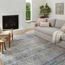 Loloi Amber Lewis Billie Collection BIL-05 Denim/Blush 5'-0" x 7'-6", 0.19" Thick Area Rug, Denim / Blush