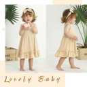 YOUNGER TREE Toddler Girl Summer Sundress Sleeveless Casual Dress Ruffle Hem Cotton Solid Outfits with Bowknot (Beige)