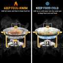 Round Chafing Dishes for Buffet 5 Qt,High Grade Chafing Dish Buffet Set with Glass Lid & Lid Holder,Full Size Pan,Food Warmers for Parties,Buffet,Wedding, Birthday 4 Pack (Half Gold)