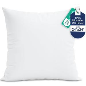 ROYALE LINENS 24 x 24 Pillow Insert - Down Alternative Throw Pillows Insert - Square Pillow Pack of 1 White - Bed & Couch Pillows - Inner Cushion for Bed, Cushion for Living Room - Shams Stuffer
