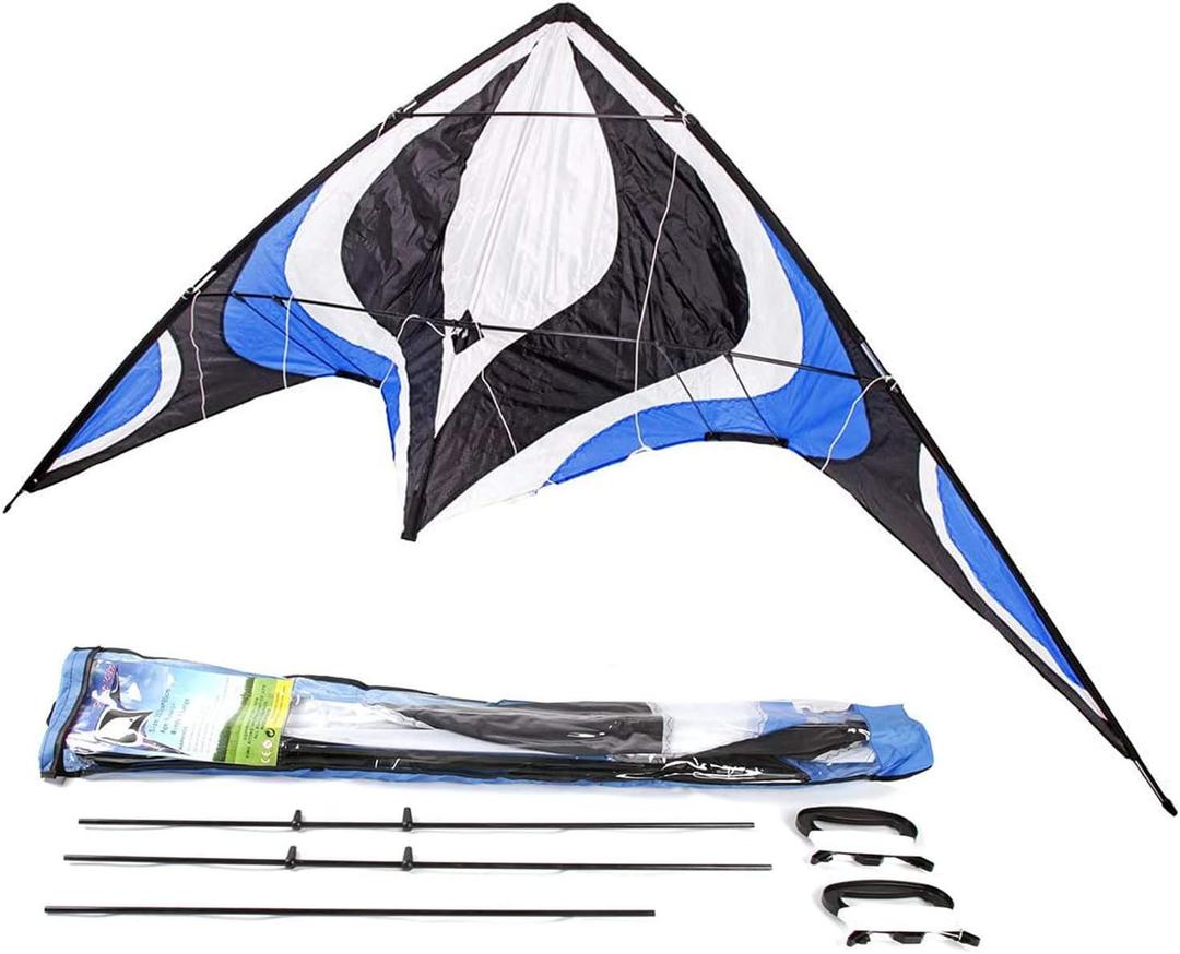 Babyeden Large Dual Line Stunt Kite, 84 Inch Wide Entry-Level Sport Kite for Adults and Teenagers (Blue)