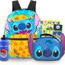Disney Lilo and Stitch Backpack and Lunch Box Set - 4 Pc Bundle of 16" School Bag, Lunch Bag, and More for Boys and Girls | Stitch School Supplies Set