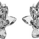 Amlong Crystal 3 inch Clear Lotus Candlesticks Holder, Set of 2