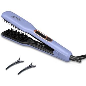 JINRI Hair Brush, Pumped-Up Volume, Hair Iron, Adjustable Temp, 360  Tail Rotation, Lasting Volume, for Short Or Thin Hair, Dual Voltage (100-240V), Volumizing Hair Iron, Purple, 1.25 inch