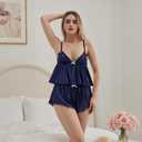 Lace Trim Pajama Sets for Women 2 Piece Cami Tank Top Shorts | Flowers Embroidery Pj Set Y2k Matching Lounge Sleepwear, M