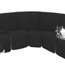 Arfntevss Recliner Sectional Couch Covers 1OO% Waterproof L Shape Sofa Cover for Reclining L Shaped Sectional Slipcover Dog Washable Corner Non Slip Protector (5 Seater with 1 Console, Black)