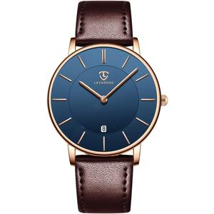 BEN NEVIS Watch, Mens Watch, Minimalist Fashion Simple Wrist Watch Analog Date with Leather Strap (02-BrownBlue-P) BEN NEVIS Watch, Mens Watch, Minimalist Fashion Simple Wrist Watch Analog Date with Leather Strap (02-BrownBlue-P)
