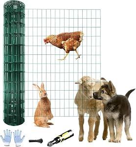 Tongmo 4 ft x 50 ft Green PVC Coated Welded Wire Fence, 16GA Garden Chicken Wire Fence Roll, Mesh Size 2" x 4" Hardware Cloth, Ideal for Yard Protection and Poultry Netting