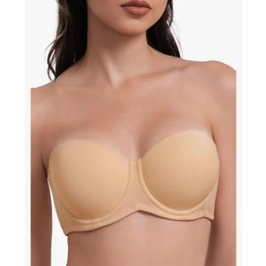 Women's Strapless Bra Multiway Lift Padded Underwire Bra Anti Slip Full Coverage Convertible Brassie Size 32DD