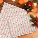 Coquette Pink Bow Floral Kitchen Towels, Rustic Flower Botanical Dish Tea Towels for Kitchen Decor, Girly Pink Striped Floral Hand Towel for Bathroom Decor, 16x24 Inch (Color-01)