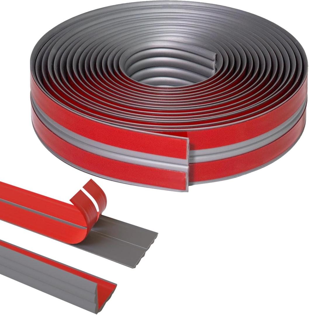Wall Corner Protector, Inside & Outside Self Adhesive Wall Corner Guard&Edge Protector, Flexible Vinyl Corner Moulding Trim Caulk Strip, Peel and Stick Trim for Ceiling, Countertop, Grey,1.6inx10ft (Gray)