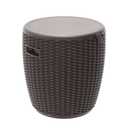 Outdoor Ice Cooler Side Table, 9.5 Gallon Beer and Wine Cooler for Patio Party, Portable Bar Table Rattan Pattern Round Portable Ice Chest, Patio Furniture & Beverage