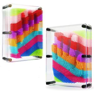 3D Pin Art Toy  Unique Rainbow Plastic Pin Art Board for Kids6 * 8 inch 3D Pin Impression Sculpture Needle Toys to Inspire Imagination and Creativity for Children (Large)